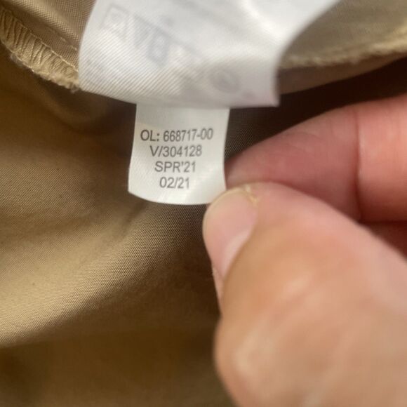 Banana Republic Puff Sleeve Tiered Midi Dress Khaki-Petite M - Picture 8 of 9